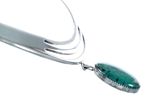 Navajo Turquoise Sterling Silver Collar Link Necklace Set NX12055