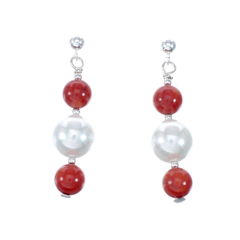 Genuine Sterling Silver Multicolor Bead Post Dangle Earrings NX12038