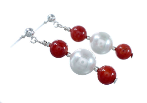 Genuine Sterling Silver Multicolor Bead Post Dangle Earrings NX12038