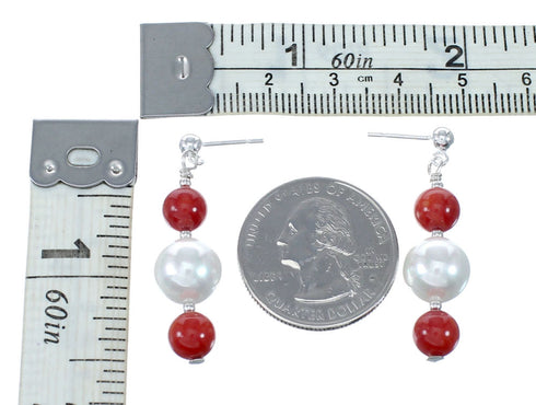 Genuine Sterling Silver Multicolor Bead Post Dangle Earrings NX12038