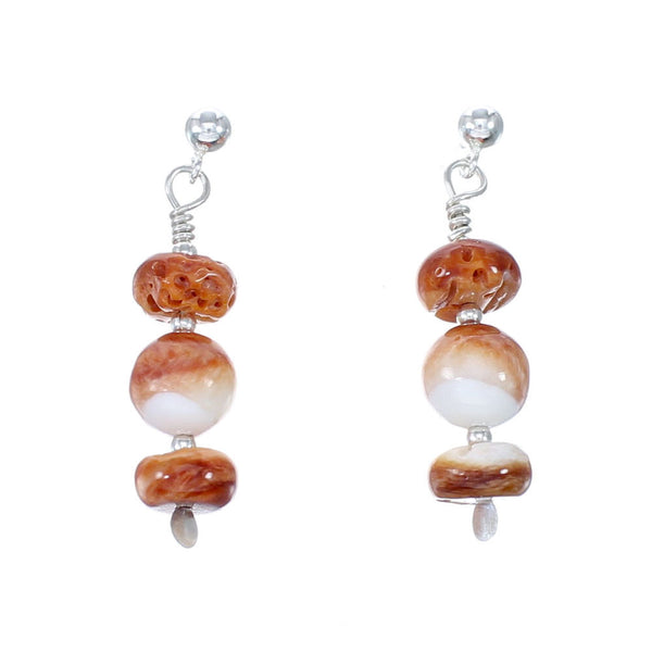 Genuine Sterling Silver Oyster Shell Bead Post Dangle Earrings NX12033