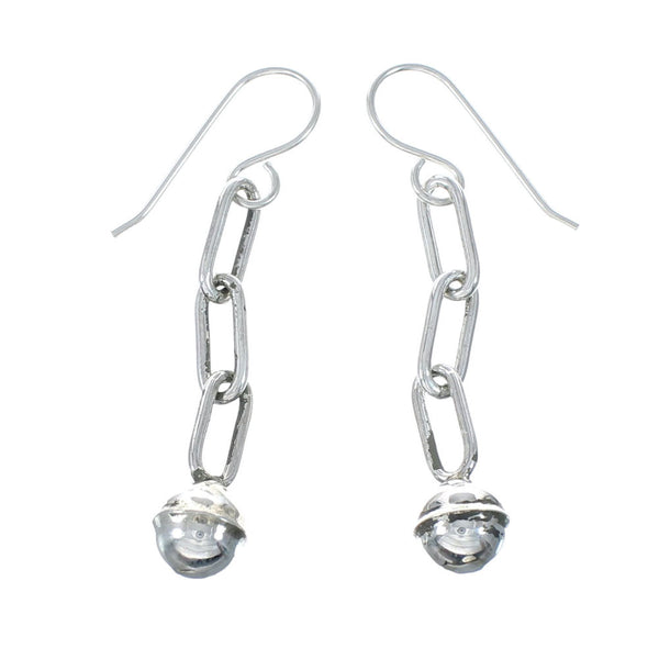 Native American Authentic Sterling Silver Hook Link Bead Earrings NX12054