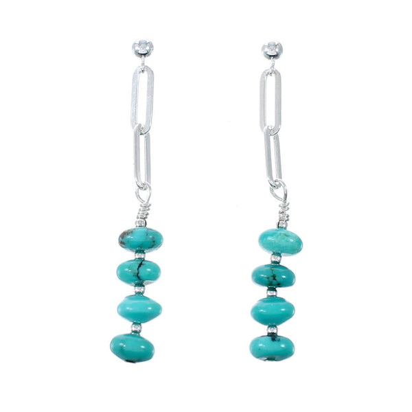 Turquoise Navajo Sterling Silver Bead Post Earrings NX12032