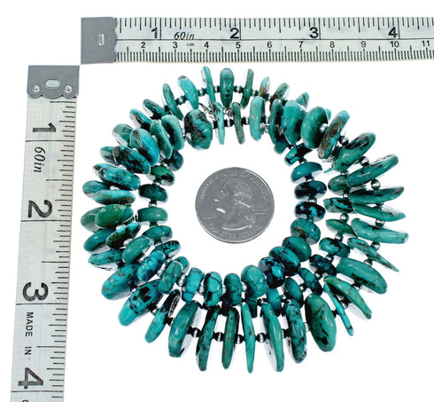 Genuine Navajo Kingman Turquoise Sterling Silver Native American Bead Necklace NX12045