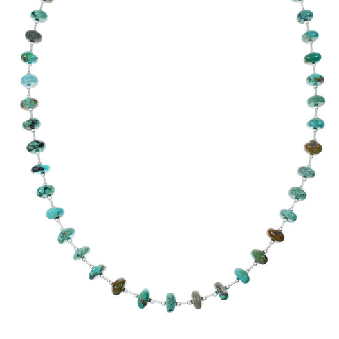 Authentic Turquoise Bead Sterling Liquid Silver Necklace NX12057