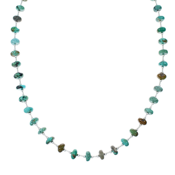 Authentic Turquoise Bead Sterling Liquid Silver Necklace NX12057