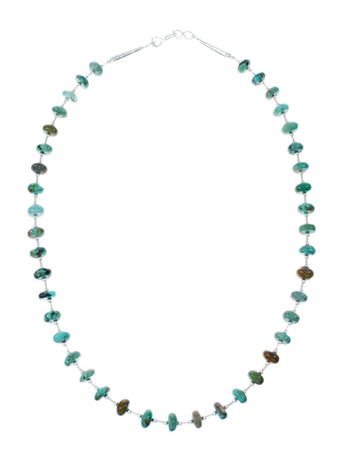 Authentic Turquoise Bead Sterling Liquid Silver Necklace NX12057