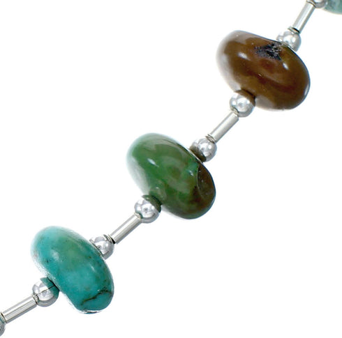 Authentic Turquoise Bead Sterling Liquid Silver Necklace NX12057