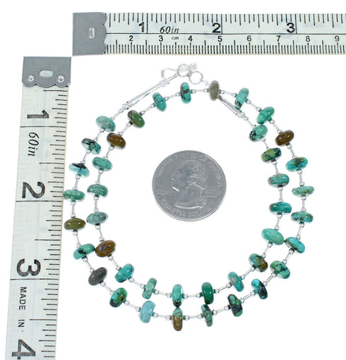 Authentic Turquoise Bead Sterling Liquid Silver Necklace NX12057
