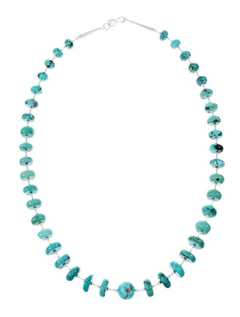 Navajo Sterling Silver And Turquoise Bead Native American Necklace NX12062