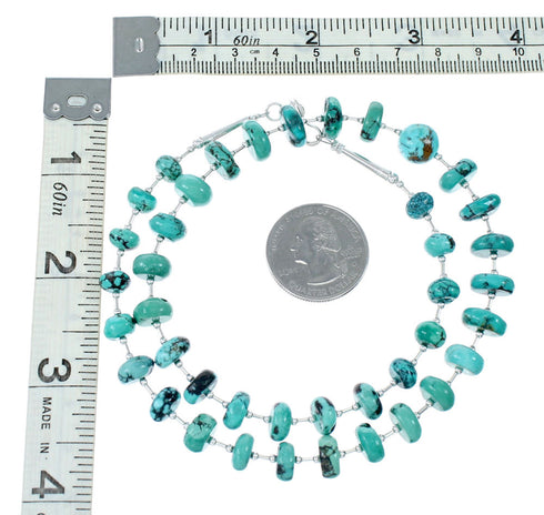 Navajo Sterling Silver And Turquoise Bead Native American Necklace NX12062