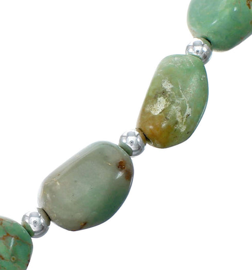 Genuine Navajo Turquoise Sterling Silver Bead Necklace NX12064