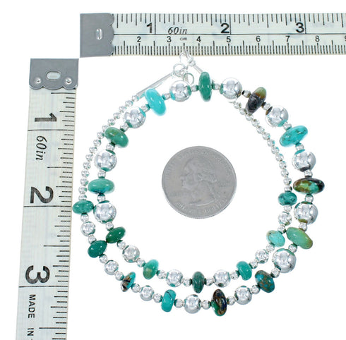 Authentic Navajo Turquoise Bead Sterling Silver Necklace NX12065