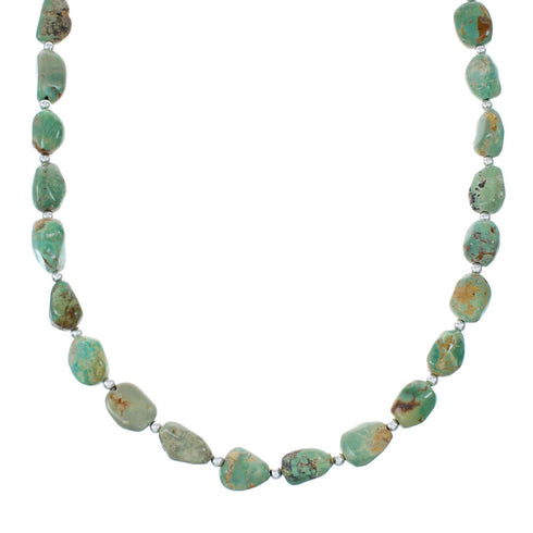 Native American Navajo Turquoise Sterling Silver Bead Necklace NX12066