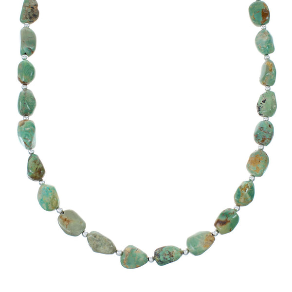 Native American Navajo Turquoise Sterling Silver Bead Necklace NX12066