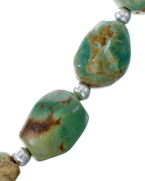 Native American Navajo Turquoise Sterling Silver Bead Necklace NX12066