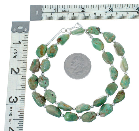 Native American Navajo Turquoise Sterling Silver Bead Necklace NX12066