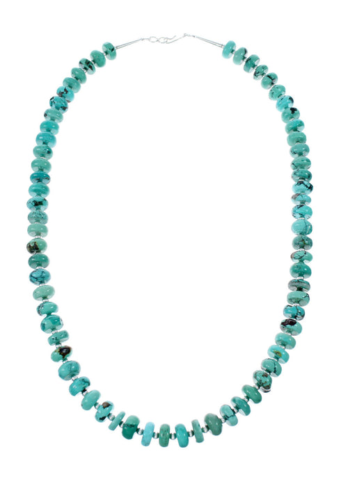 Navajo Turquoise Sterling Silver Bead Necklace NX12067