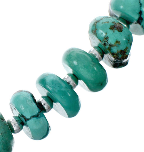 Navajo Turquoise Sterling Silver Bead Necklace NX12067
