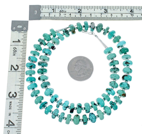 Navajo Turquoise Sterling Silver Bead Necklace NX12067