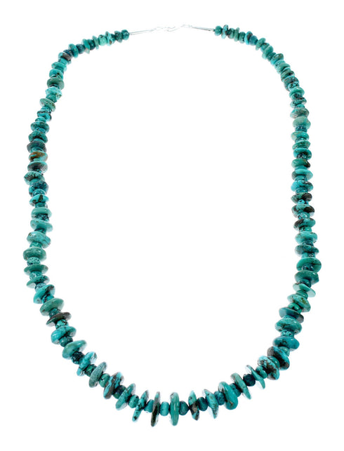 Genuine Navajo Turquoise Sterling Silver Bead Native American Necklace NX12068
