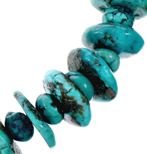 Genuine Navajo Turquoise Sterling Silver Bead Native American Necklace NX12068