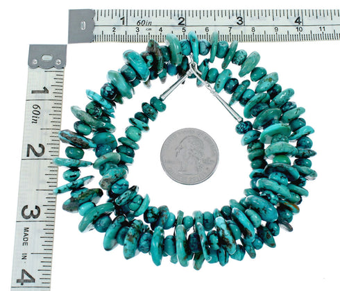 Genuine Navajo Turquoise Sterling Silver Bead Native American Necklace NX12068