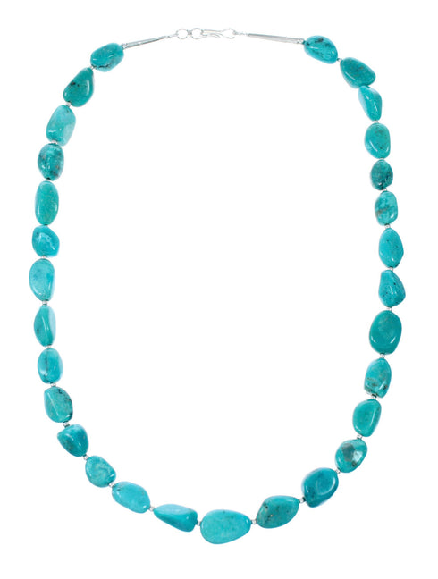 Genuine Navajo Turquoise Sterling Silver Bead Necklace NX12070