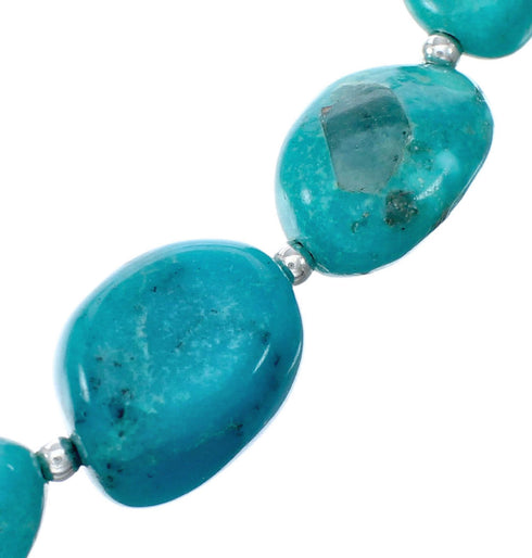 Genuine Navajo Turquoise Sterling Silver Bead Necklace NX12070
