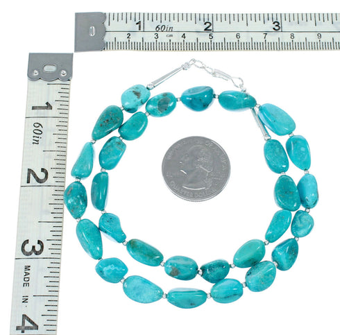 Genuine Navajo Turquoise Sterling Silver Bead Necklace NX12070