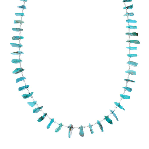 Authentic Turquoise Bead Sterling Liquid Silver Necklace NX12071