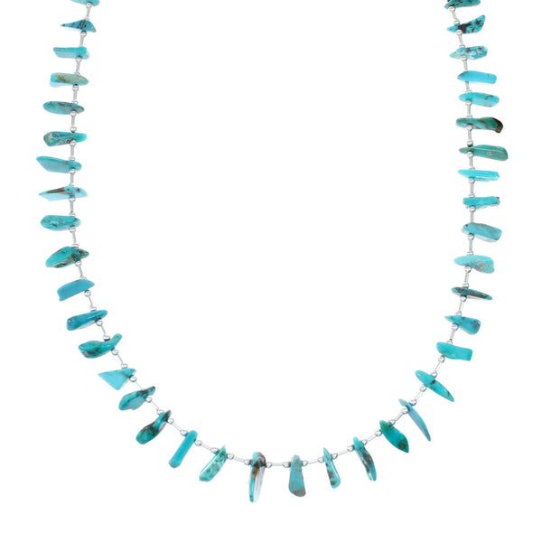 Authentic Turquoise Bead Sterling Liquid Silver Necklace NX12071