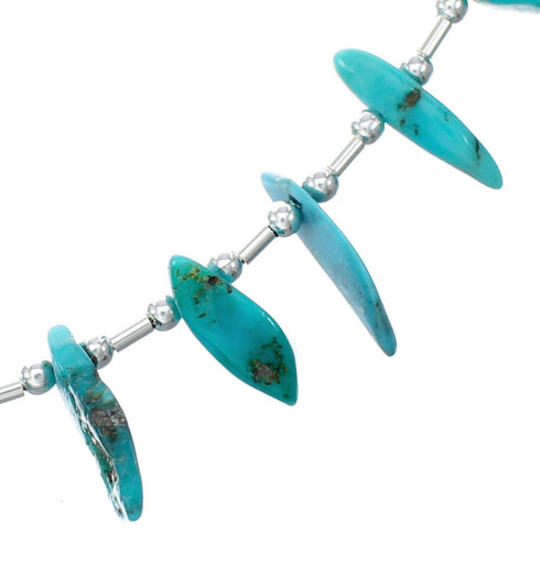 Authentic Turquoise Bead Sterling Liquid Silver Necklace NX12071
