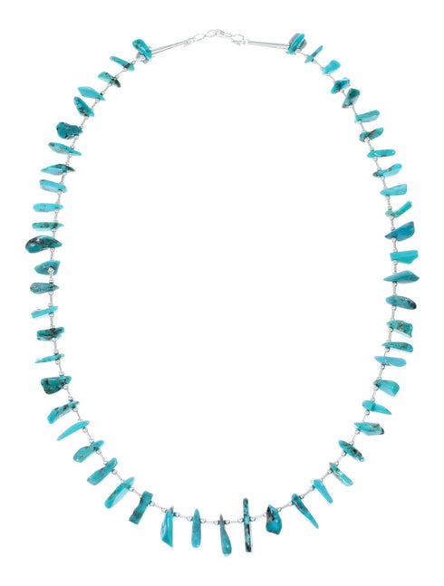 Genuine Navajo Turquoise Bead Sterling Liquid Silver Necklace NX12072