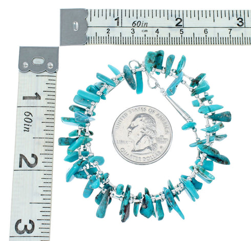 Genuine Navajo Turquoise Bead Sterling Liquid Silver Necklace NX12072