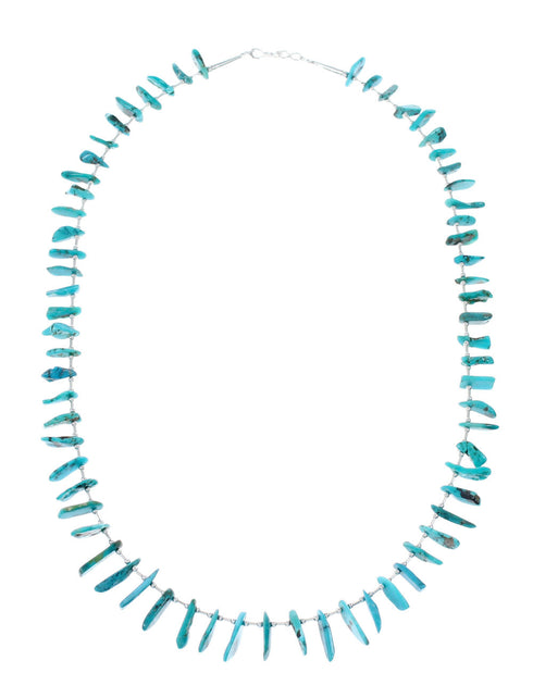 Genuine Navajo Turquoise Bead Sterling Liquid Silver Necklace NX12073