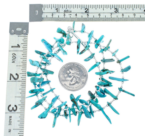Genuine Navajo Turquoise Bead Sterling Liquid Silver Necklace NX12073