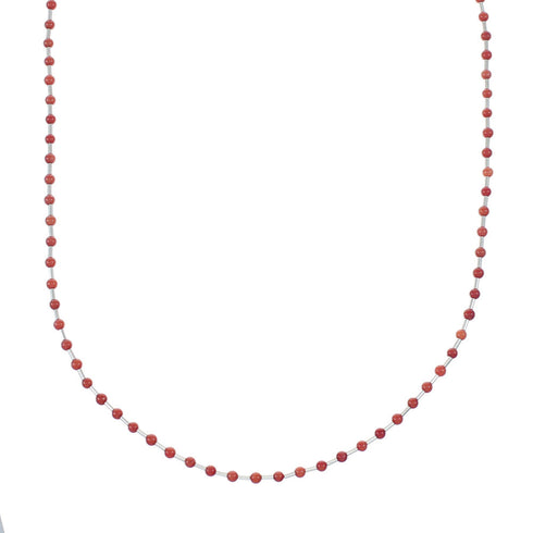 Native American Liquid Sterling Silver Coral Bead Necklace NX12077