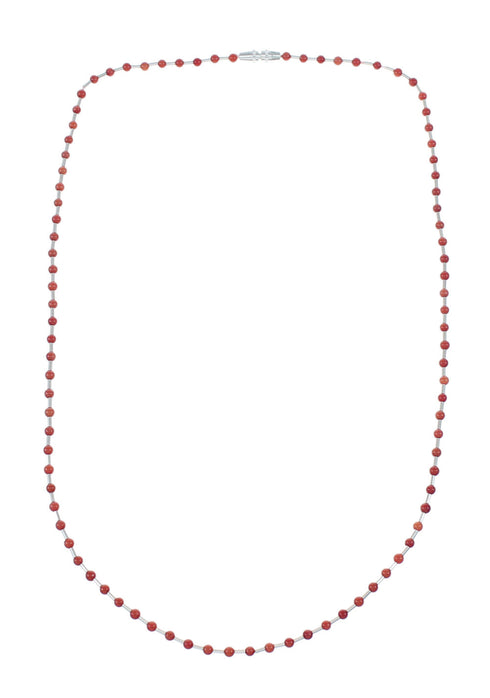 Native American Liquid Sterling Silver Coral Bead Necklace NX12077