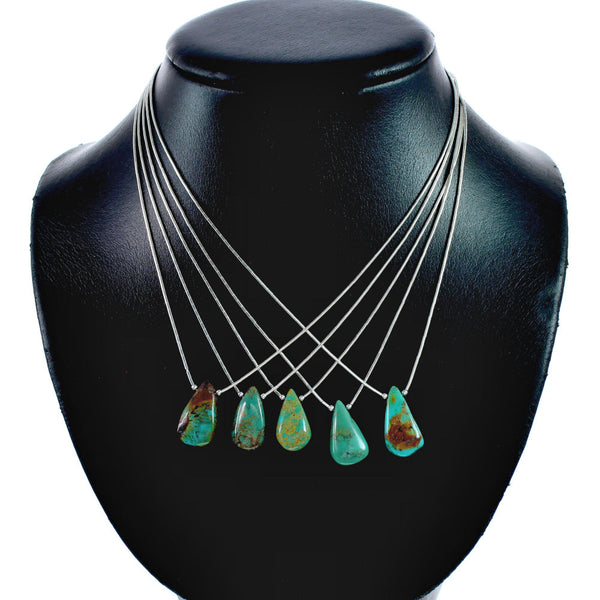 Navajo Turquoise Liquid Sterling Silver Necklace NX12078