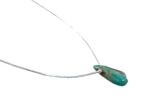 Navajo Turquoise Liquid Sterling Silver Necklace NX12078