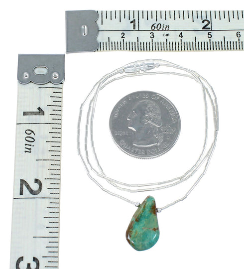 Navajo Turquoise Liquid Sterling Silver Necklace NX12078