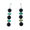 Genuine Sterling Silver Turquoise and Onyx Post Dangle Bead Earrings NX12084