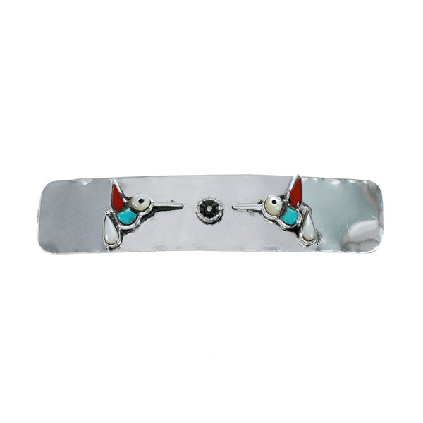 Genuine Sterling Silver American Indian Multicolor Hummingbird Hair Barrette NX12087