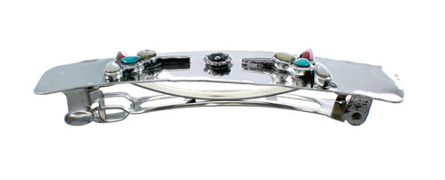 Genuine Sterling Silver American Indian Multicolor Hummingbird Hair Barrette NX12087