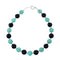 Turquoise And Onyx Navajo Sterling Silver Bead Bracelet NX12081