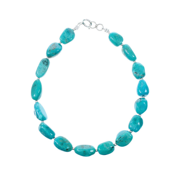 Navajo Turquoise Sterling Silver Bead Bracelet NX12082