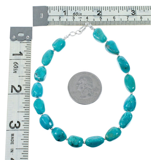 Navajo Turquoise Sterling Silver Bead Bracelet NX12082