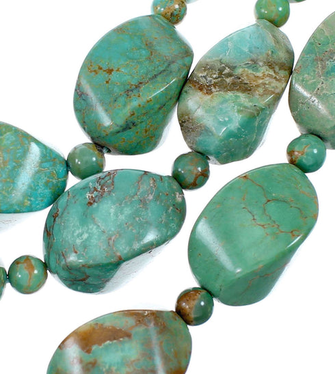 Navajo 3-Strand Sterling Silver Turquoise Bead Necklace NX12091