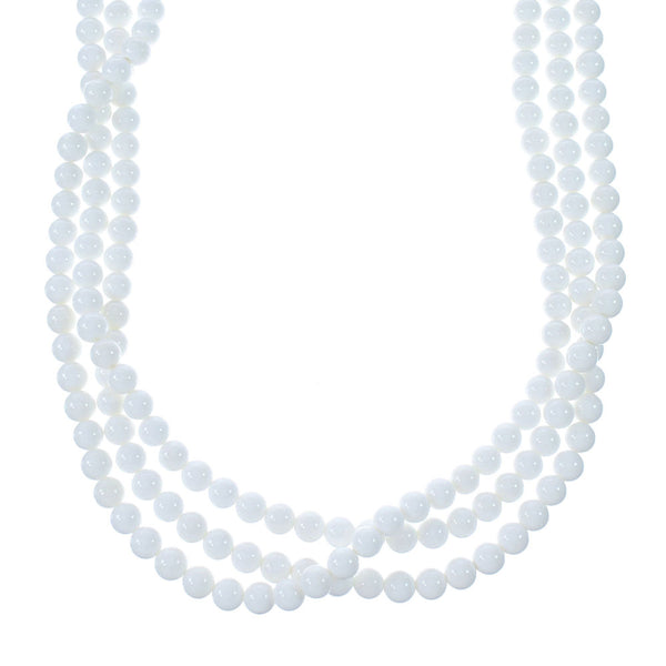 3-Strand Mother of Pearl Sterling Silver Native American Bead Necklace NX12124